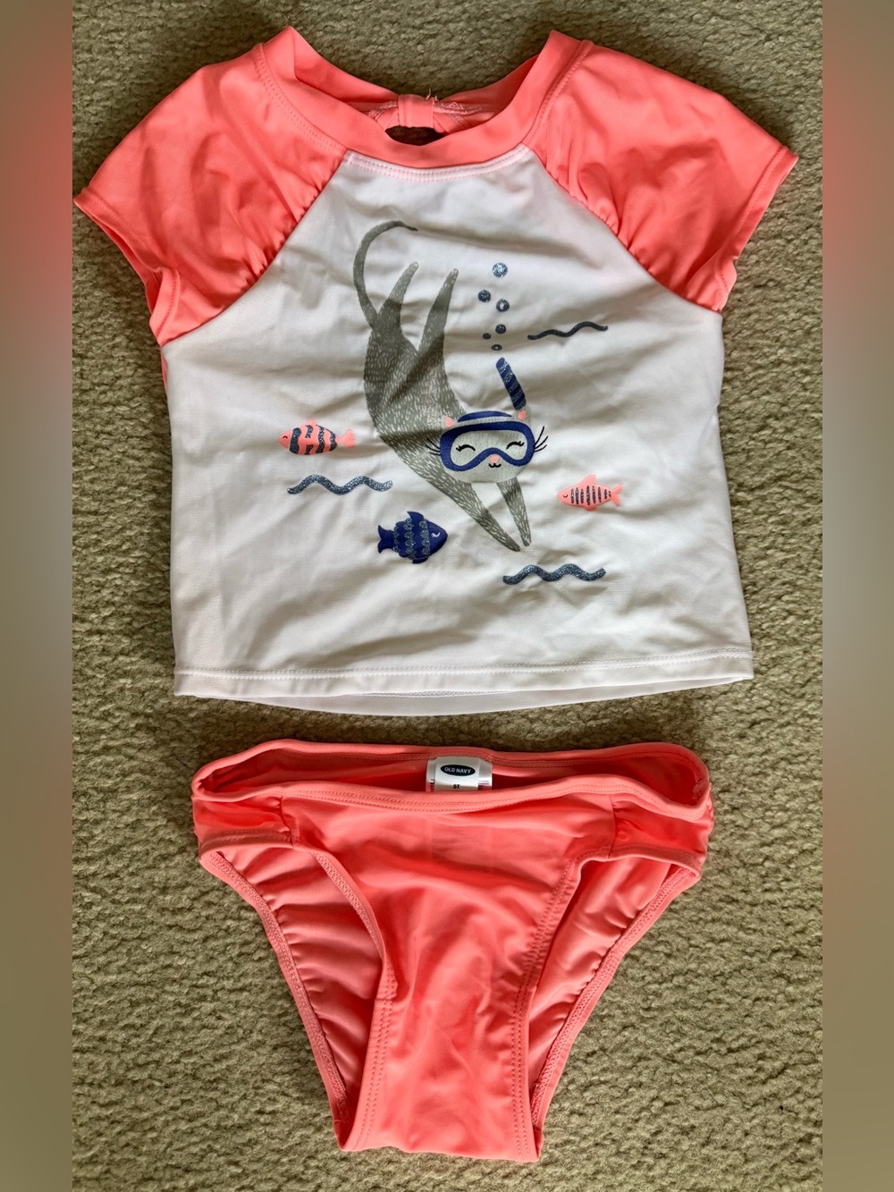 Old Navy Girls’ 5T Coral and White Swim Set